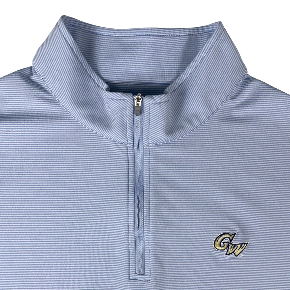 Peter Millar Pullover Mens XL Blue GW University 1/4 Zip Stripe Performance Top